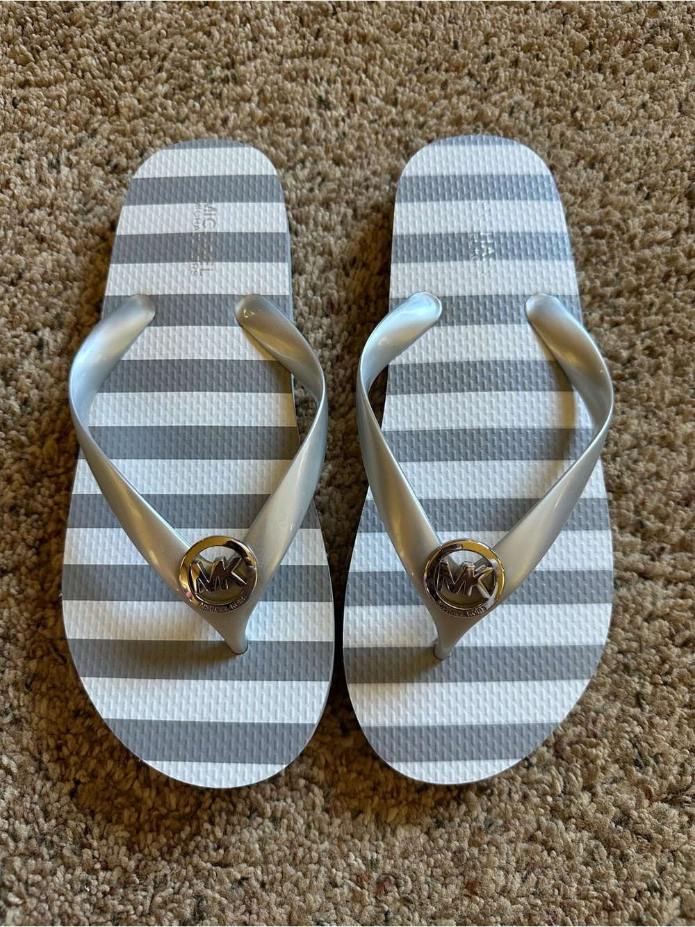 NWOT Michael Kors Striped Flip Flops